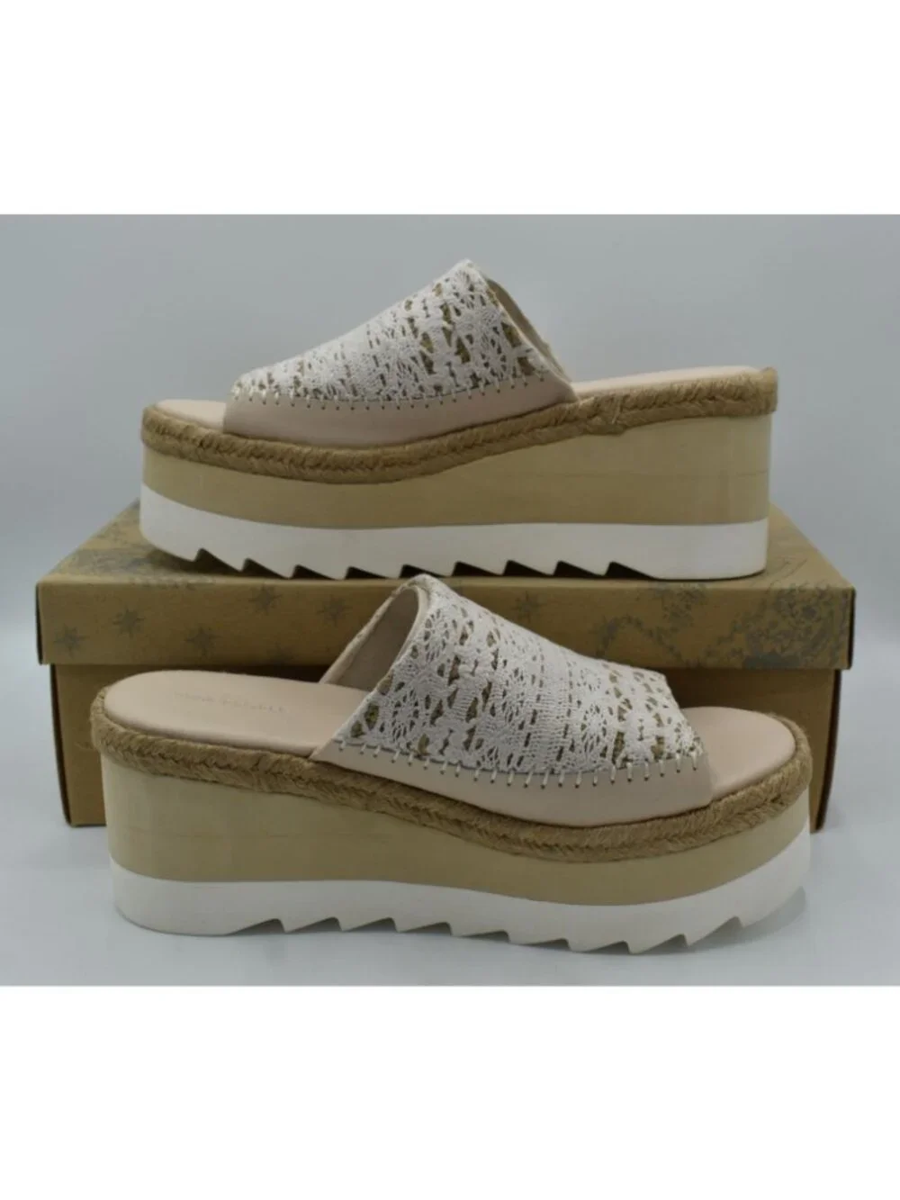 Free People Womens‎ Size 10 Santorini Espadrille Plaster Platform Slides Shoes